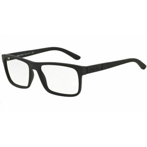 Giorgio Armani AR7042 5063 Black Rubber Rectangle Men`s 56 mm Eyeglasses