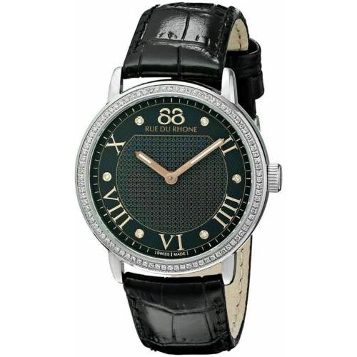 88 Rue du Rhone Women`s 87WA130030 Analog Swiss Quartz Black Leather Watch