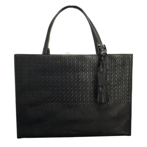 Tumi Noho Emily Tote Black Woven Leather Weekend Bag 48923DW