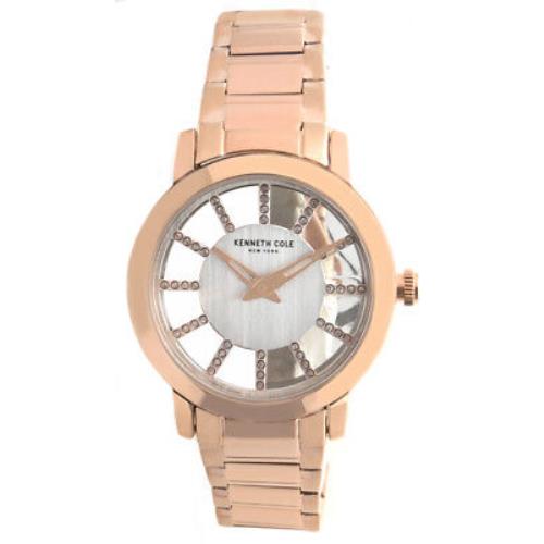Kenneth Cole Silver Dial Rose-gold Tone Bracelet Womens Watch 10031428 36mm