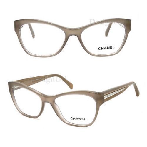 Chanel 3307 c.1416 Cat Eye Tan Silver 53/16/140 Eyeglasses Made in Italy
