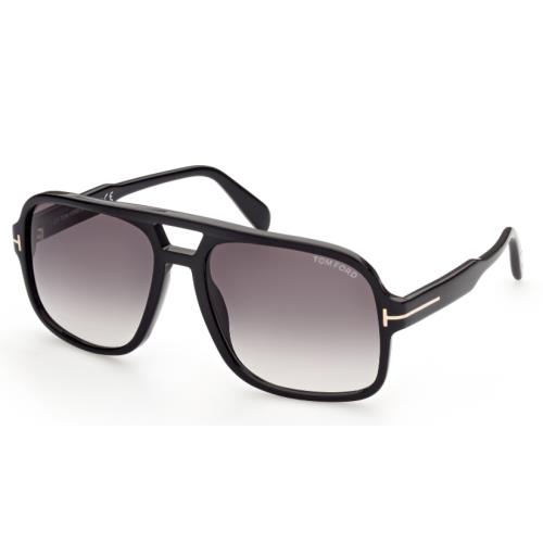 Tom Ford FT 0884 Falconer-02 01B Shiny Black/smoke Men`s Gradient Sunglasses