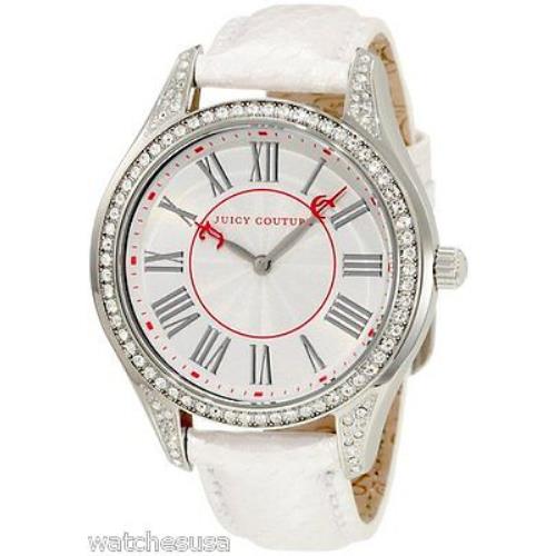 Juicy Couture Women`s Lively White Embossed Leather Strap Watch 1900876
