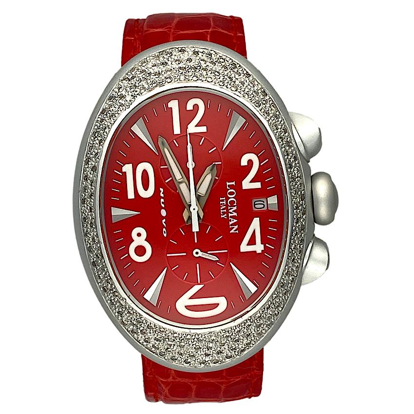 Locman Nuovo Diamond Ladies` Aluminum Chronograph Quartz Watch Ref 014 40x56mm