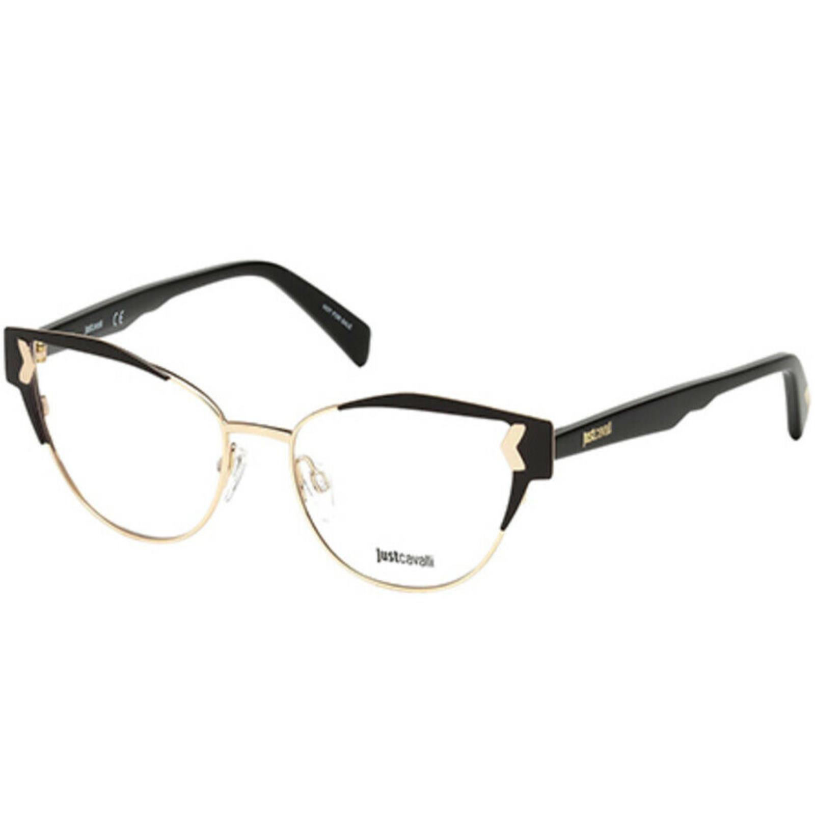 Just Cavalli Eyeglasses JC0816 028 51-16 Rx-able Black Gold Cat-eye Frames