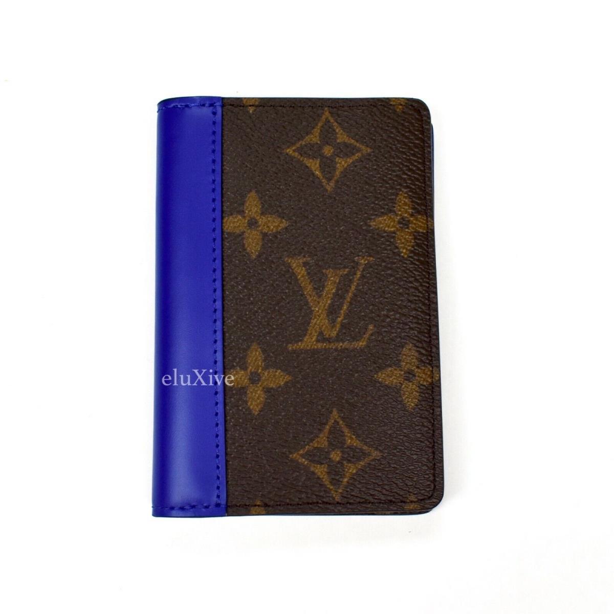 Louis Vuitton Brown Monogram Macassar Pocket Organizer Wallet Blue