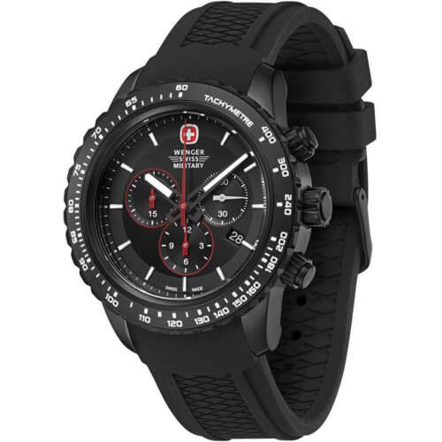 Wenger Men`s Watch Roadster Black Night Rubber Strap Chronograph 01.0853.213S