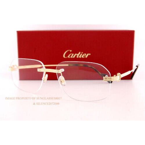 Cartier Eyeglass Frames CT 0284/O-002 Gold Rimless For Men Women 56mm