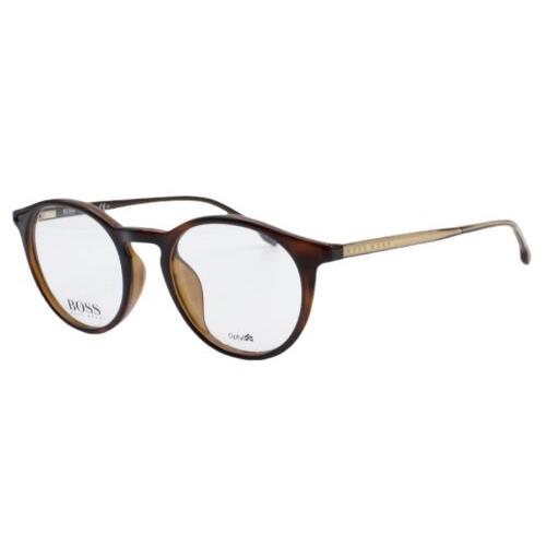 Hugo Boss 1065/F 086 Brown Gold Full Rim Plastic Men s Eyeglasses 50-21-145 Case