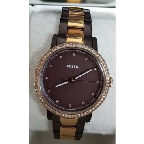 Fossil ES4300 Neely Brown Dial Two Tone Stainless Steel Women`s Watch