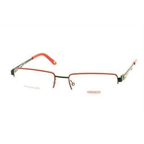 Carrera CA 7554 OF0 Red Black Metal Eyeglasses Frame 54-18-135 Semi Rimless