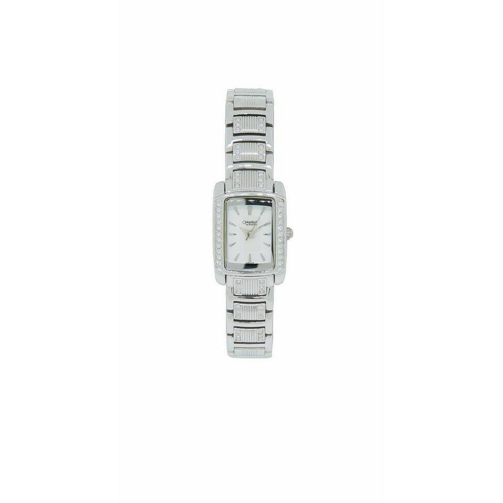 Caravelle by Bulova Women`s Rectangular Clear Crystal Analog Petite Watch 43L010