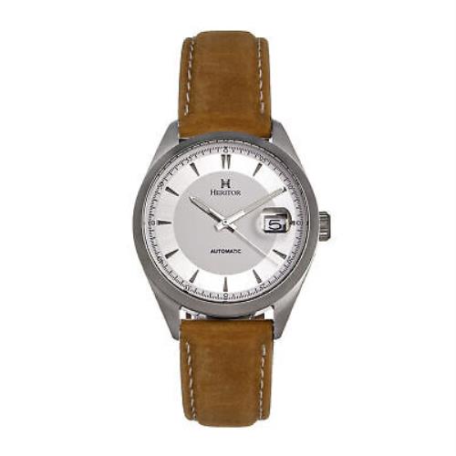 Heritor Automatic Ashton Leather-band Watch W/date - White/beige
