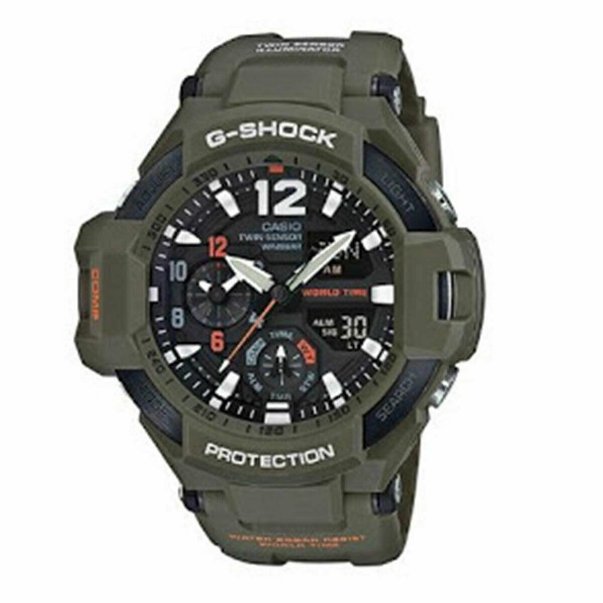 Casio G-shock Gravitymaster GA1100KH-3A Olive Wristwatch For Men with Black Dial