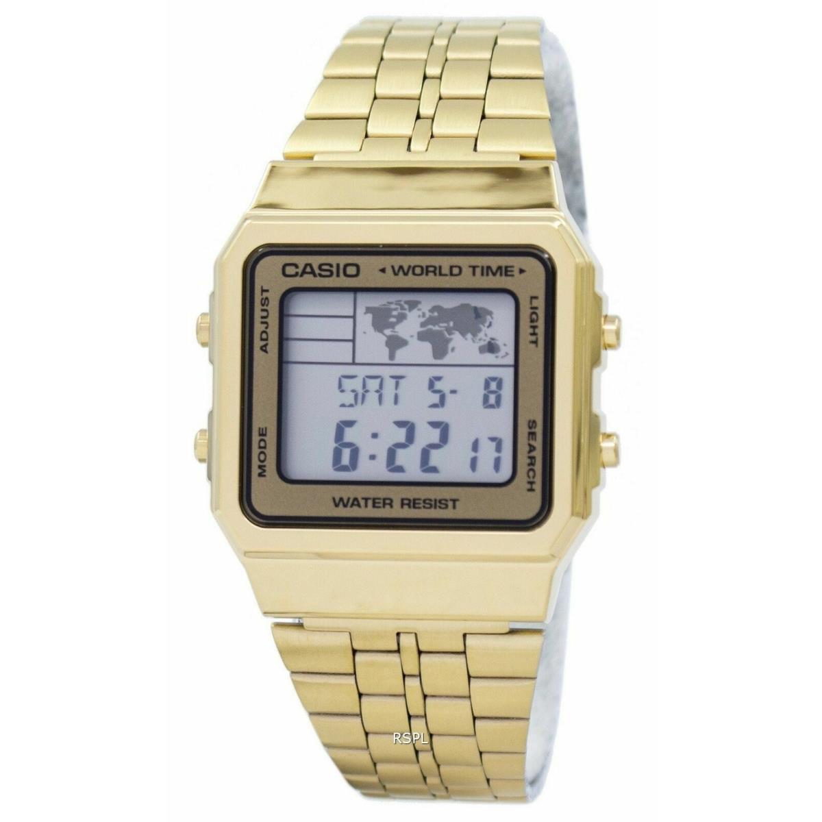 Casio Men`s Digital Display World Time A500WGA-9DF Stainless Steel Watch