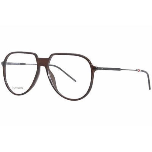 Dior Homme BlackTie258 09Q Eyeglasses Men`s Brown Full Rim Optical Frame 56mm