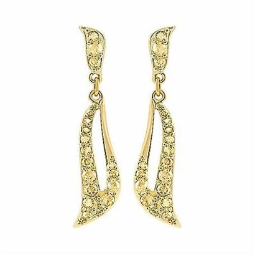 Swarovski Golden Shadow Crystal Leaf Pierced Earrings Gold Plated -5073014