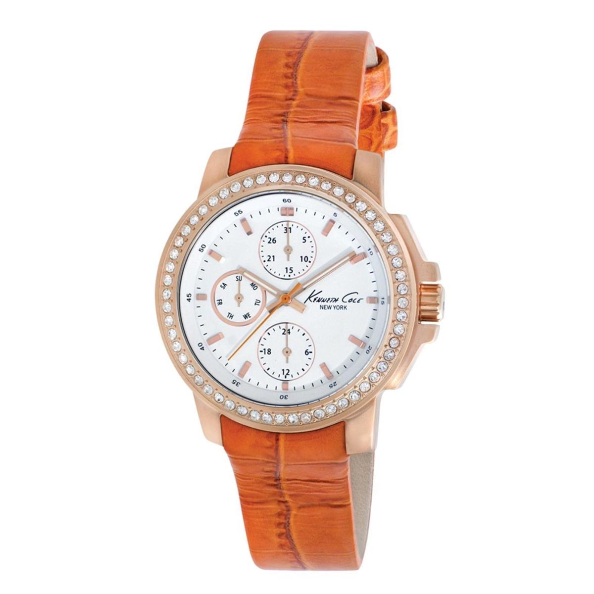 Kenneth Cole Womens KC2803 Orange Leather Strap Chronograph Watch