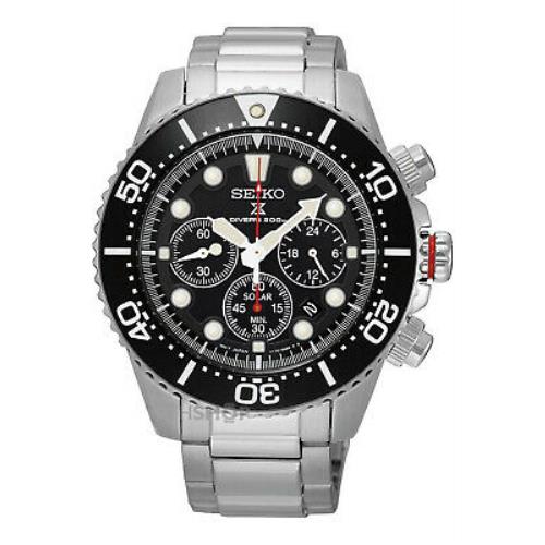 Seiko SSC015P1 Men`s Solar Chronograph Stainless Steel Case Date 200m WR SSC015