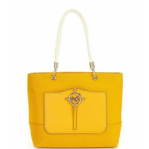 Michael Kors Amy Large Rope Canvas Shopping Travel Tote Bag Sun Yellow