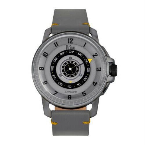 Reign Monarch Automatic Domed Leather-band Watch - Gunmetal/grey