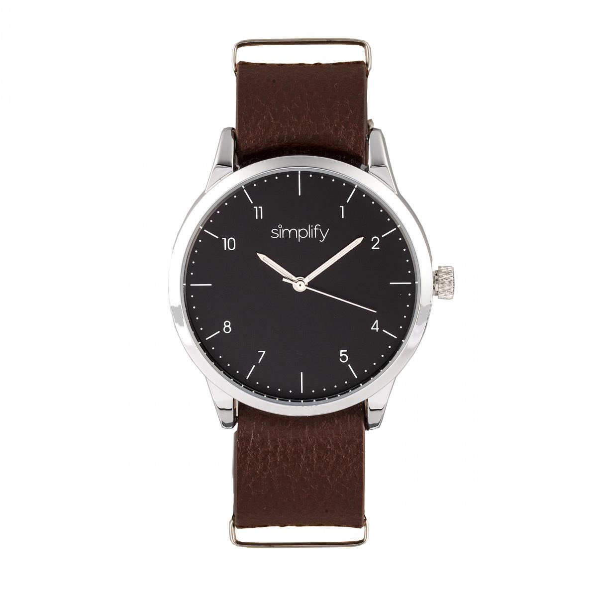 Simplify The 5600 Leather-band Watch - Black/brown