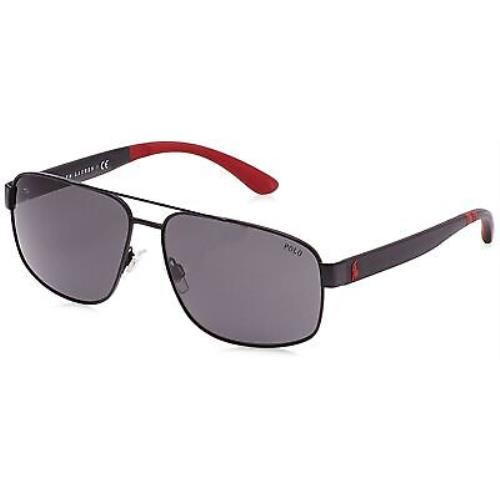 Polo Ralph Lauren Men`s PH3112 Aviator Metal Sunglasses Matte Black/grey 62 mm