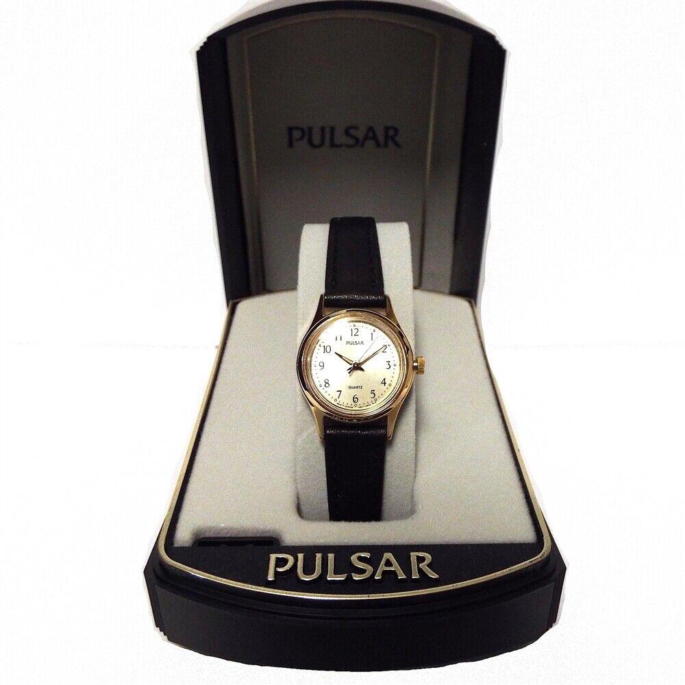 Pulsar Women`s Black Leather Watch PPH072S