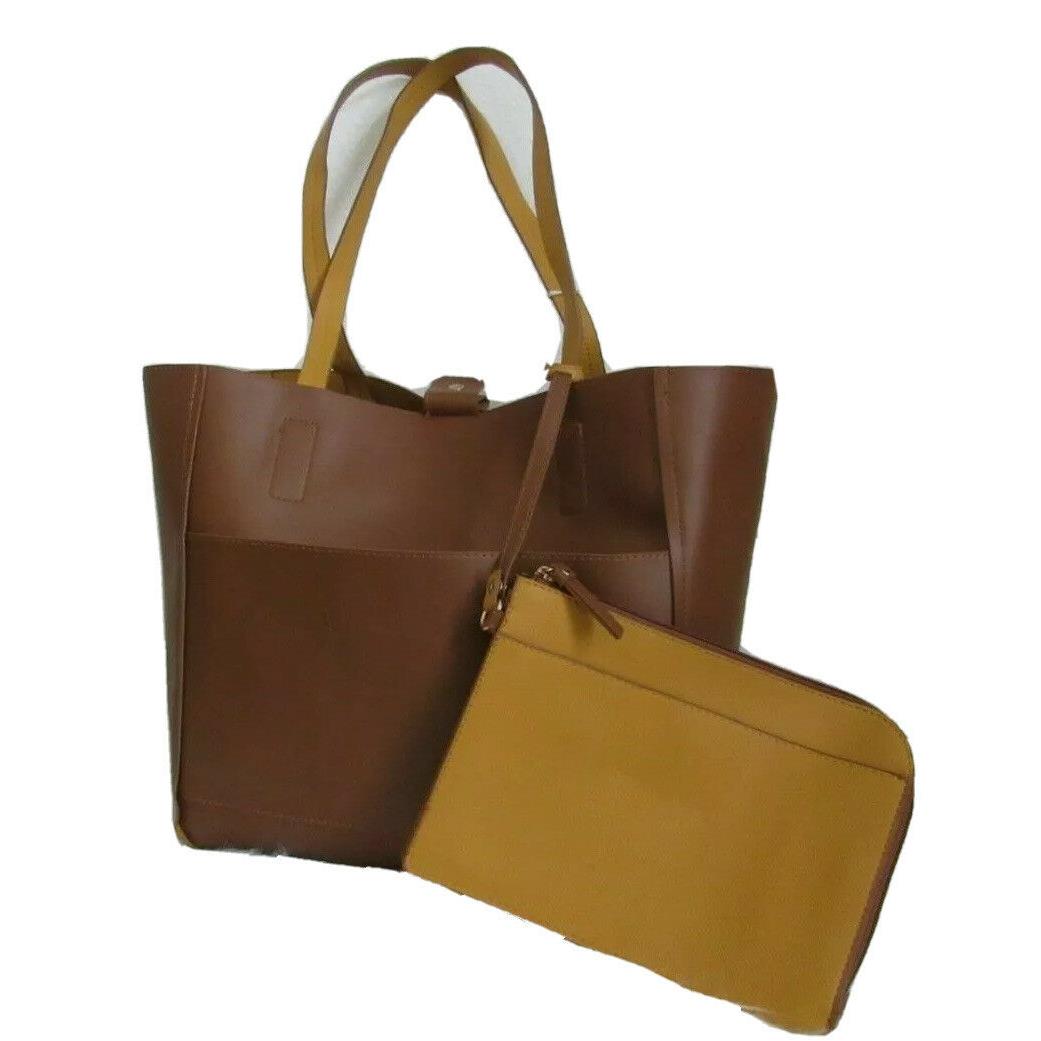 Tommy Bahama Reversible Tote Bag - Yellow to Brown - Removable Wristlet