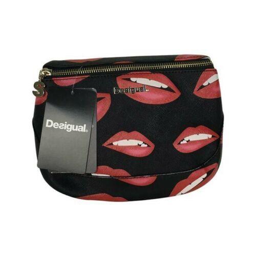 Desigual Woman Lips Kuala Belt Bag Printed Lips Black Color Size S DM3