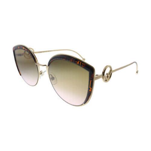 Fendi FF 290 VH8 Brown Plastic Cat-eye Sunglasses Brown Gradient Lens