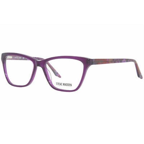 Steve Madden Roxannne Eyeglasses Frame Women`s Purple Full Rim Cat Eye 51mm