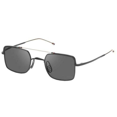 Thom Browne Sunglasses TBS909 49 04 Black Iron Gold Dark Grey Lenses