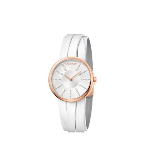 Calvin Klein Women`s K2R2STLX Extension 32mm Silver Dial Leather Watch