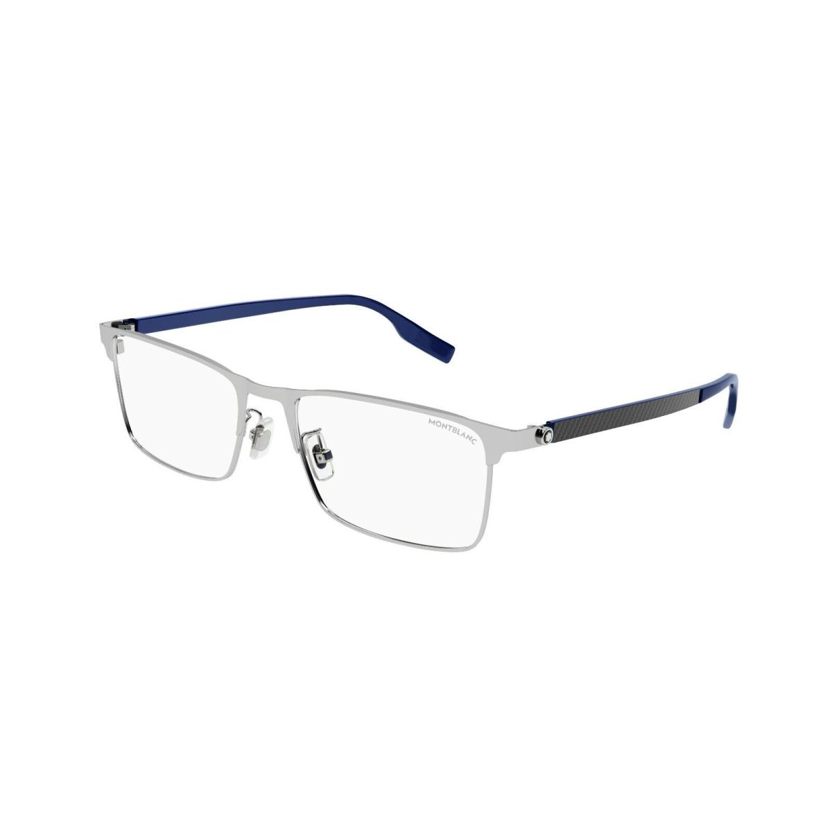 Montblanc Mont Blanc Eyeglasses MB0187o-005 Silver Blue Frame Clear