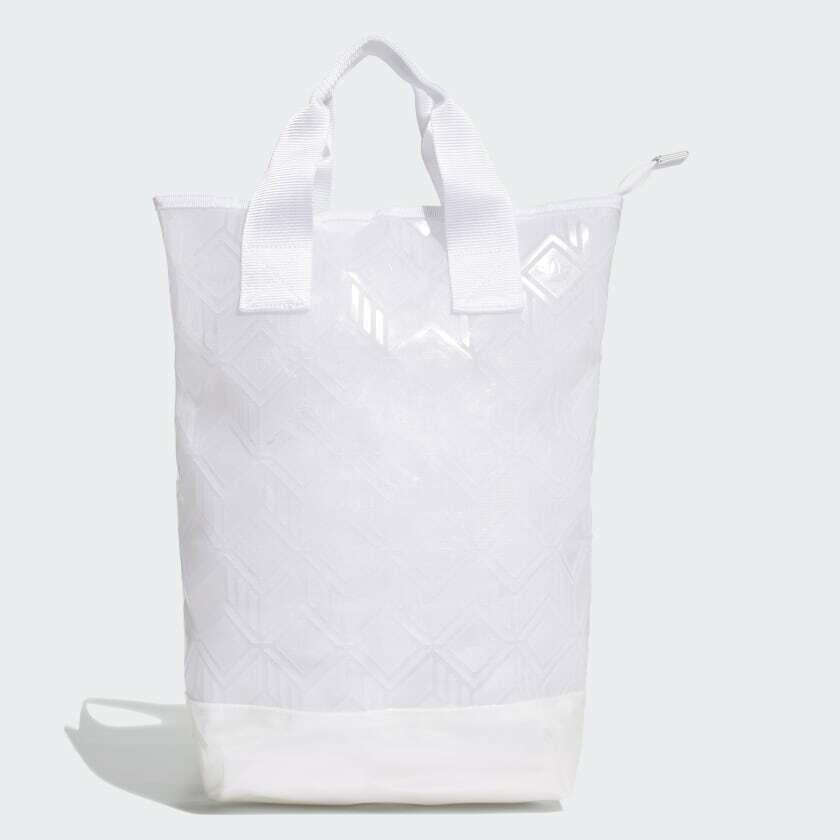 Adidas Womens GN3031 Toploader Backpack White Gray Laptop Bag Hobo Transparent