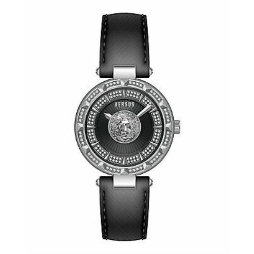 Versus Versace Womens Black 36 mm Sertie Crystal Watch VSPQ15621