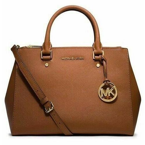 Michael Kors Sutton Luggage Brown Saffiano Leather Medium Satchel Bag
