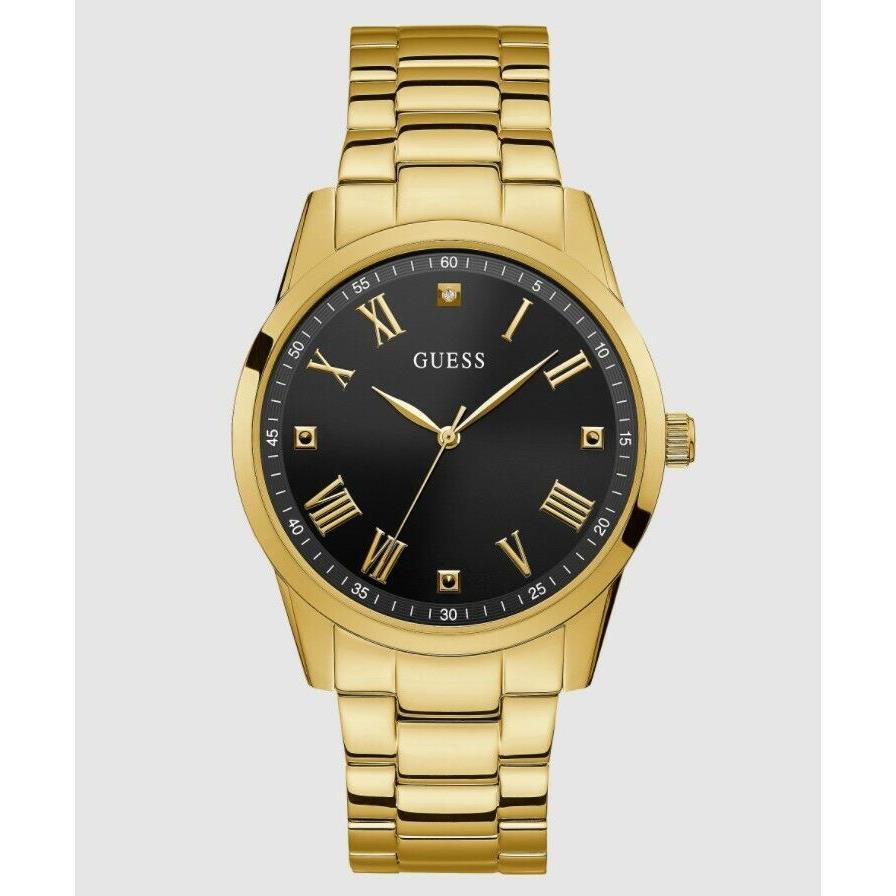 Guess Gold Tone Case Gold Tone Stainless Steel Men`s Watch U1194G3