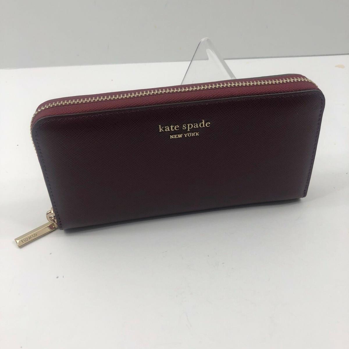 Kate Spade Zip Around Continental Wallet Grenache Saffiano Leather