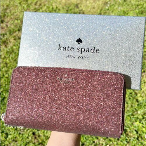 Kate Spade Shimmy Glitter Gift Box Large Continental Wallet Deep 