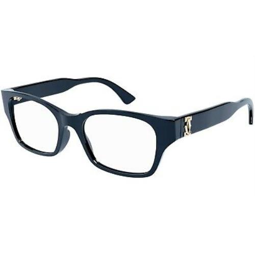 Cartier Eyeglasses Double C CT0316O-008 Blue Frame Clear Lenses