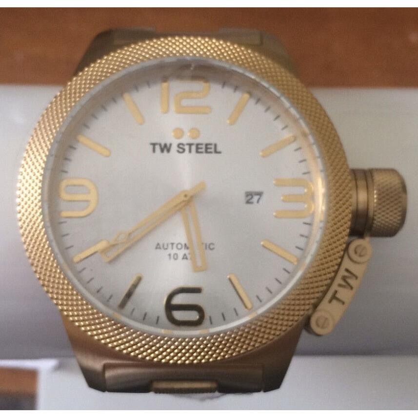 TW Steel - Canteen - Mens Gold Tone 50mm Automatic Watch with Silver Dial CB86
