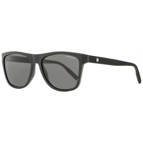 Montblanc Rectangular Sunglasses MB0062S 001 Matte Black 56mm 0062