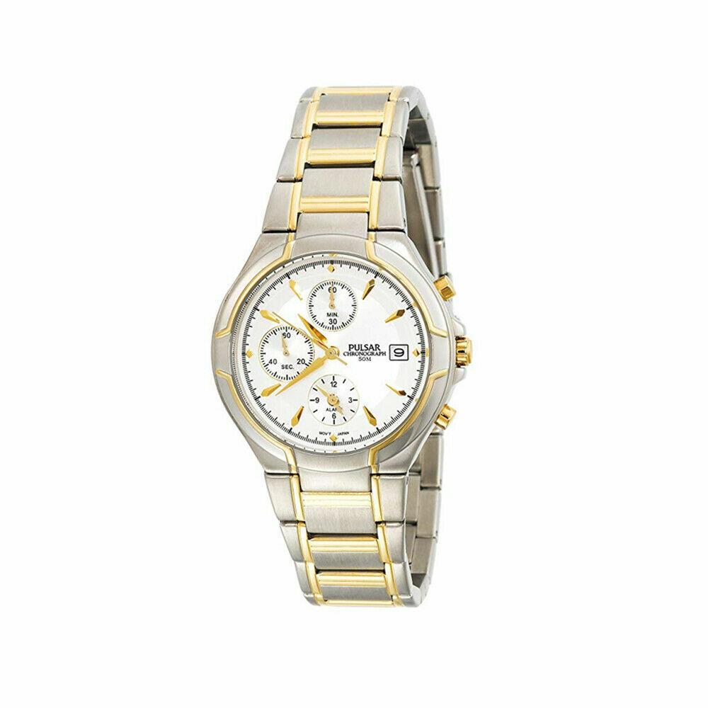 Mens Pulsar Watch PF3544 Chronograph Two Tone with Two Tone Bracelet