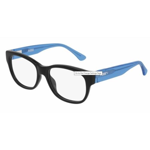 Puma PJ 0003O 007 Black Blue Soft Square Unisex Kids Eyeglasses
