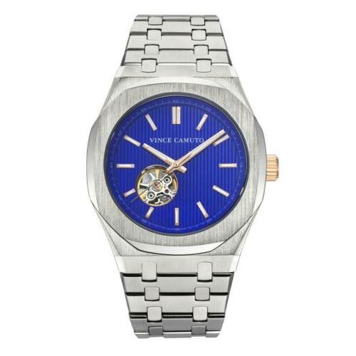 Vince Camuto Men s Blue Dial Stainless Steel Automatic Watch - VC/1152BLSV
