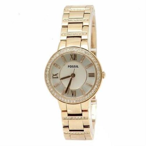 Fossil Women`s Virginia ES3284 Rose Gold Stainless Steel Analog Watch
