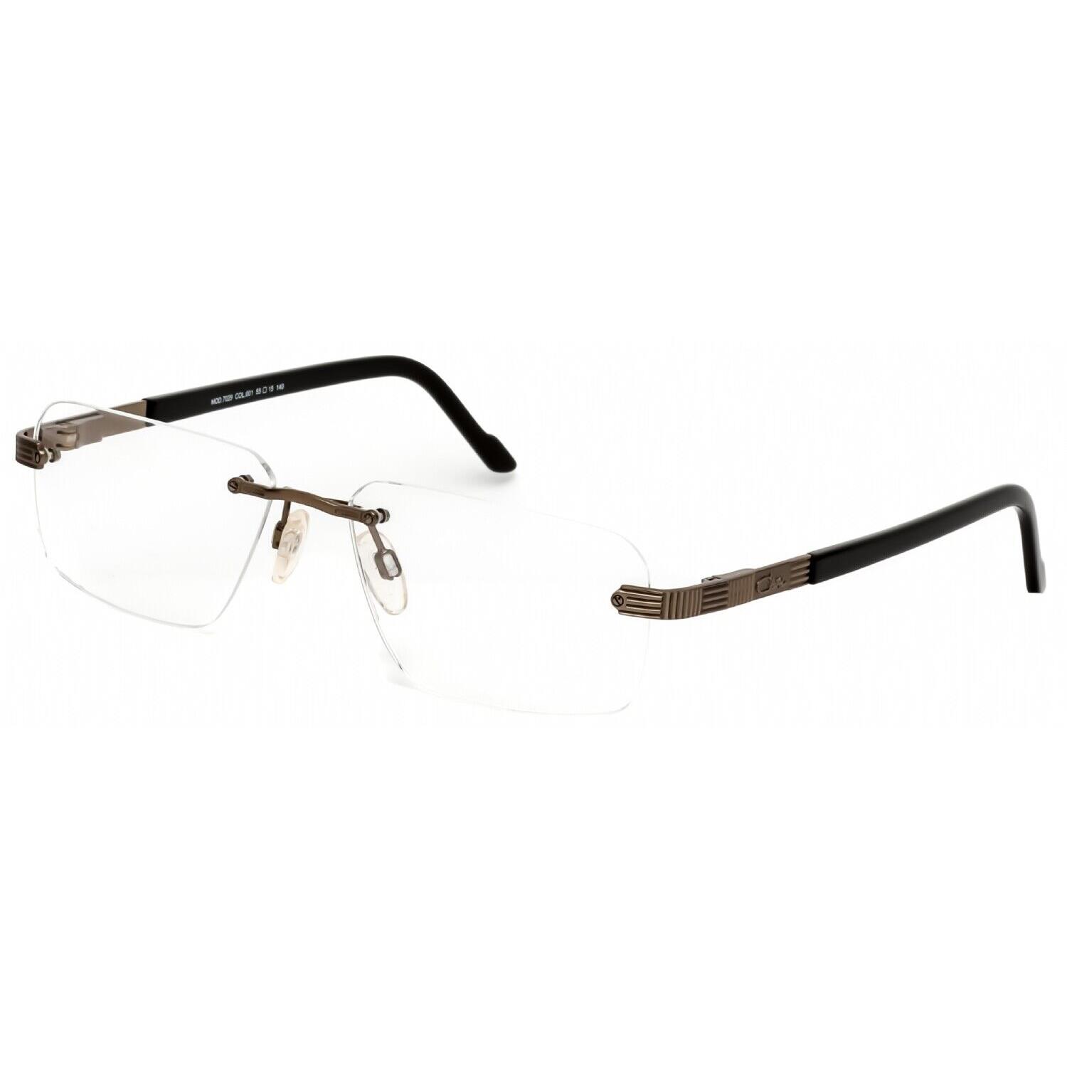 NY22 Cazal 7029 Mettalic Grey/black Unisex Rimless Metal Eyeglasses 55mm