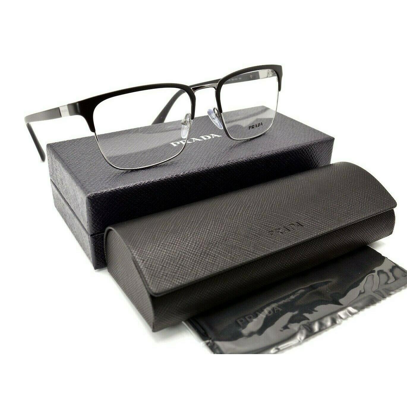 Prada PR 54TV Heritage Matte Black Gunmetal Eyeglasses RX 57 19